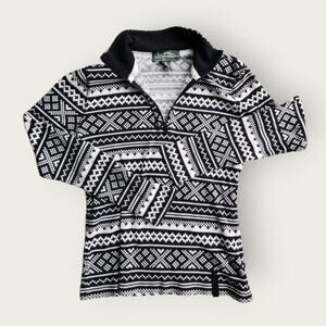 Lauren Active Ralph Lauren Top Women's Sz Petite M 1/4 Zip Pullover Geometric